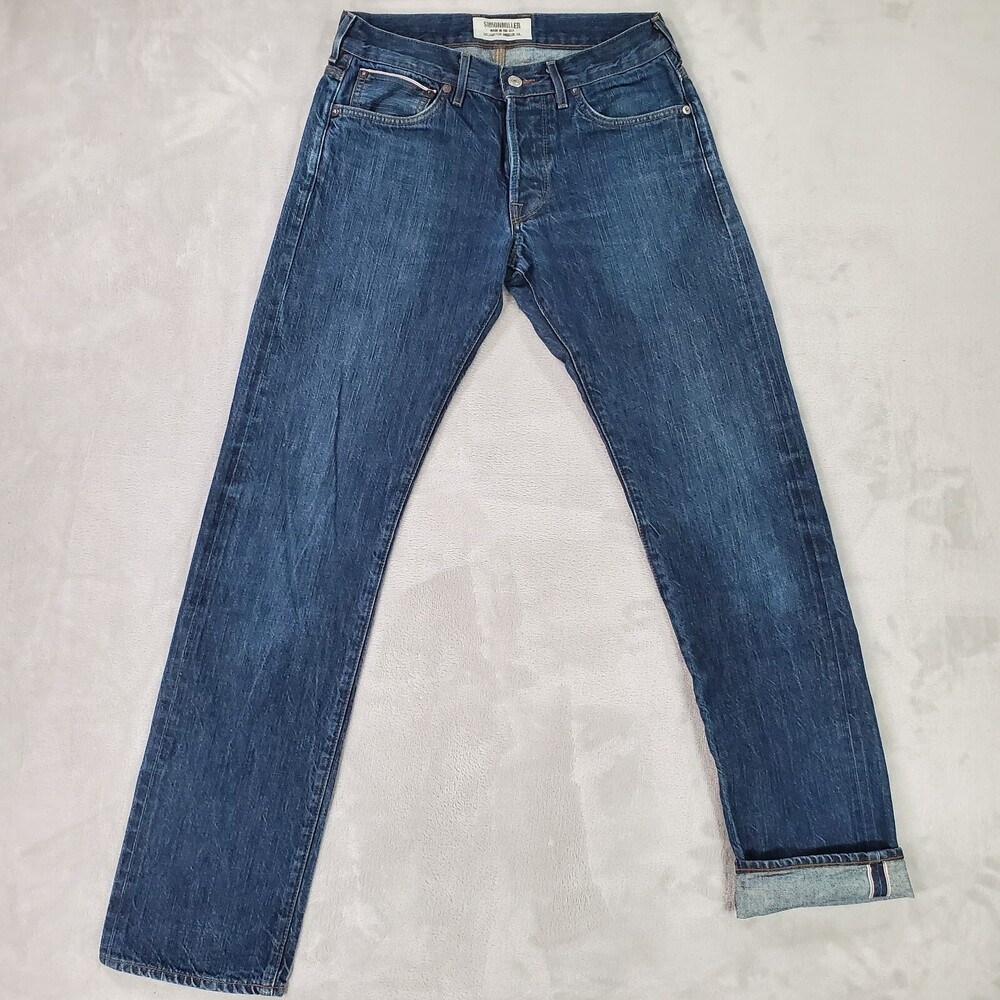 Simon Miller Selvedge Jeans M001 Mens 30x32 Regular Straight Blue Button Fly USA